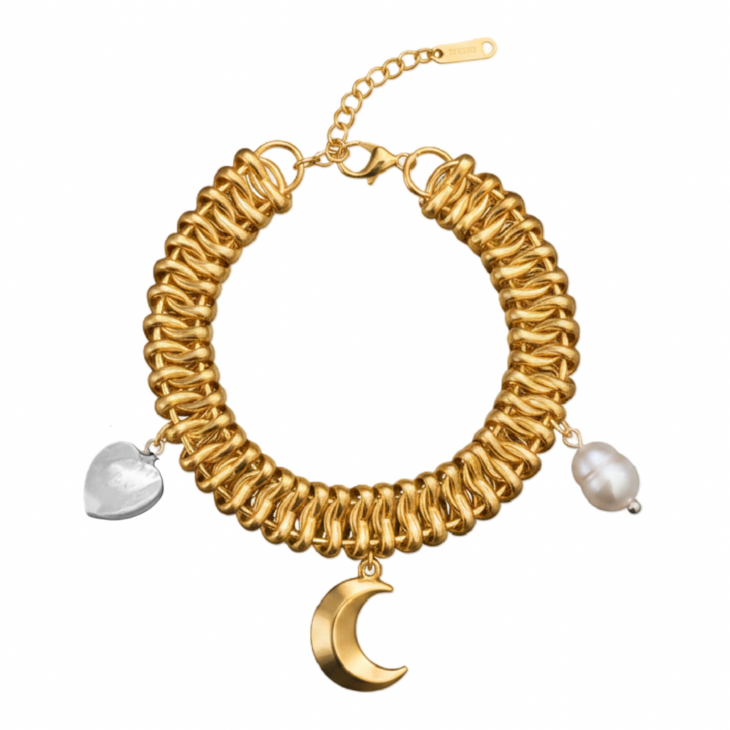 Midnight Tide | Scalloped Gold Charm Bracelet