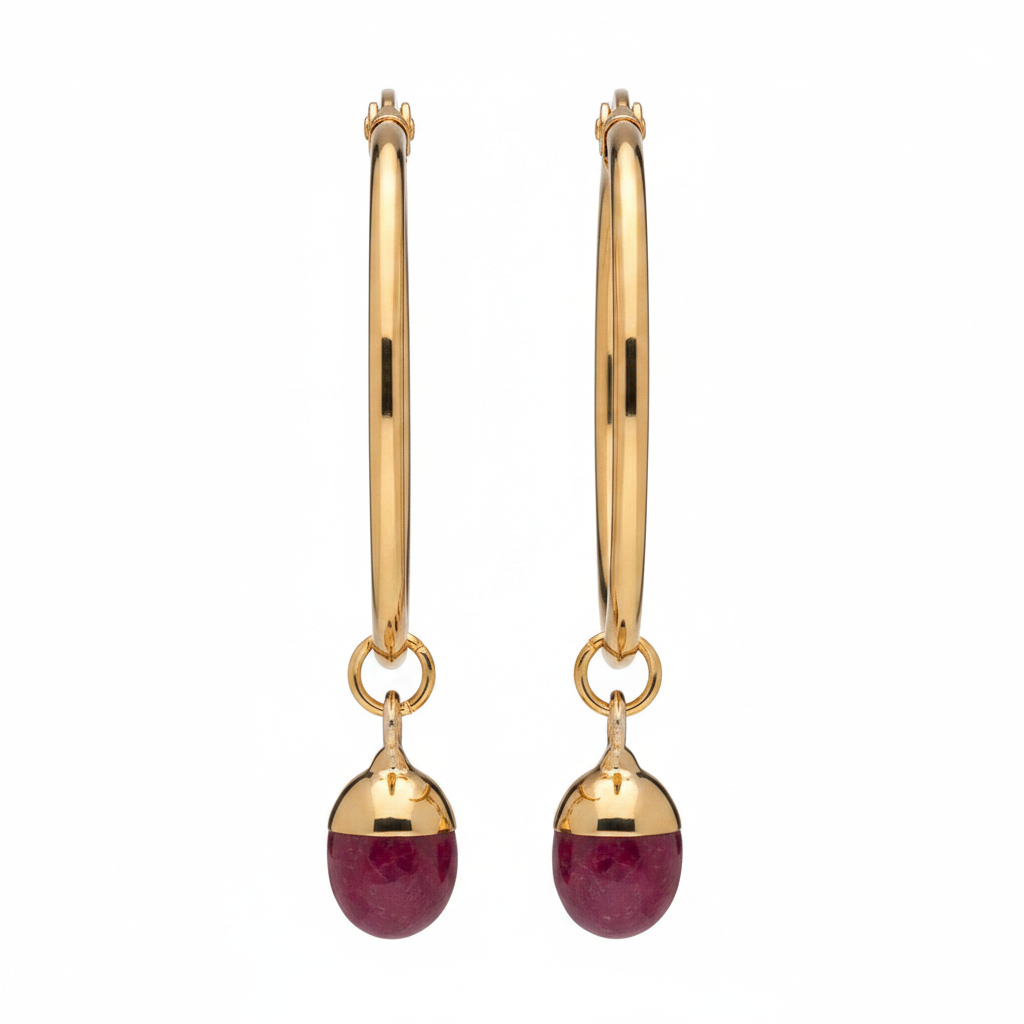 Deep Pink Halo Hoops | Silver