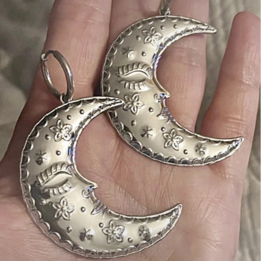 The Helios-Moon Statement Hoops | Silver