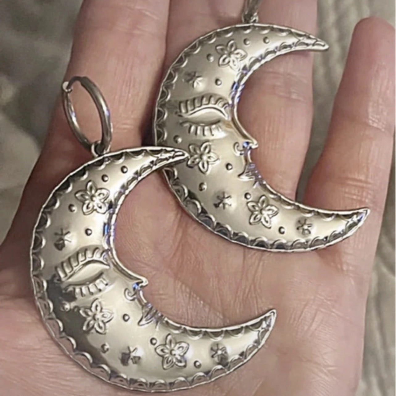 The Helios-Moon Statement Hoops | Silver