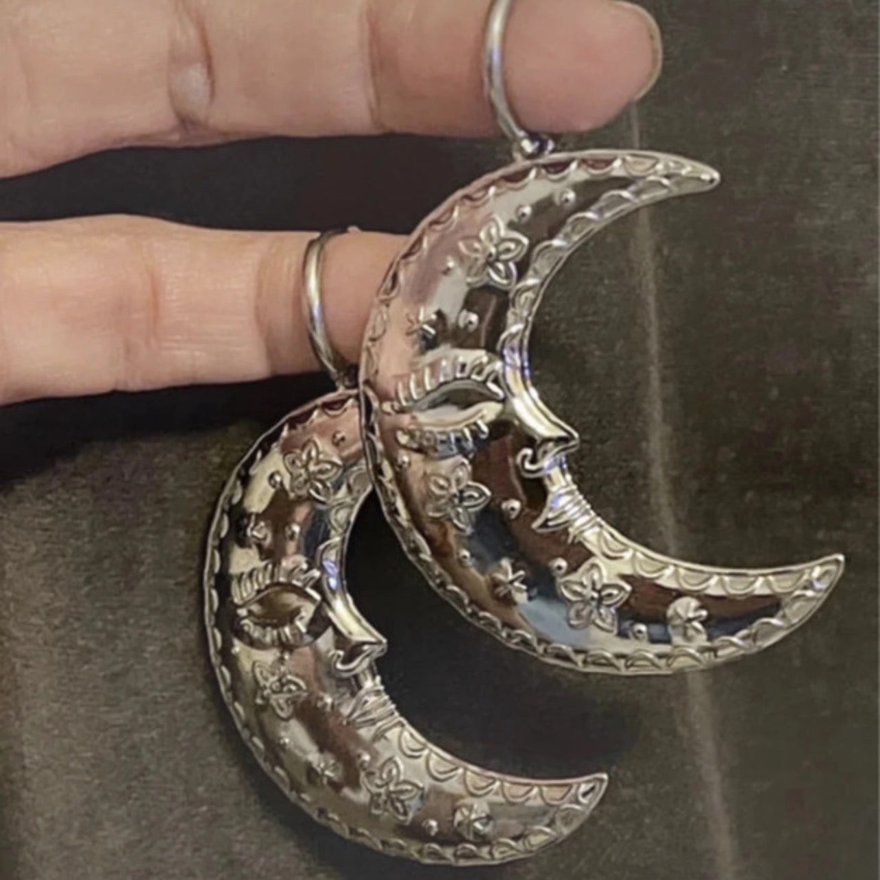 The Helios-Moon Statement Hoops | Silver