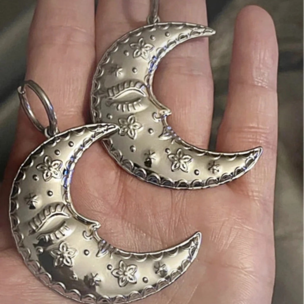 The Helios-Moon Statement Hoops | Silver