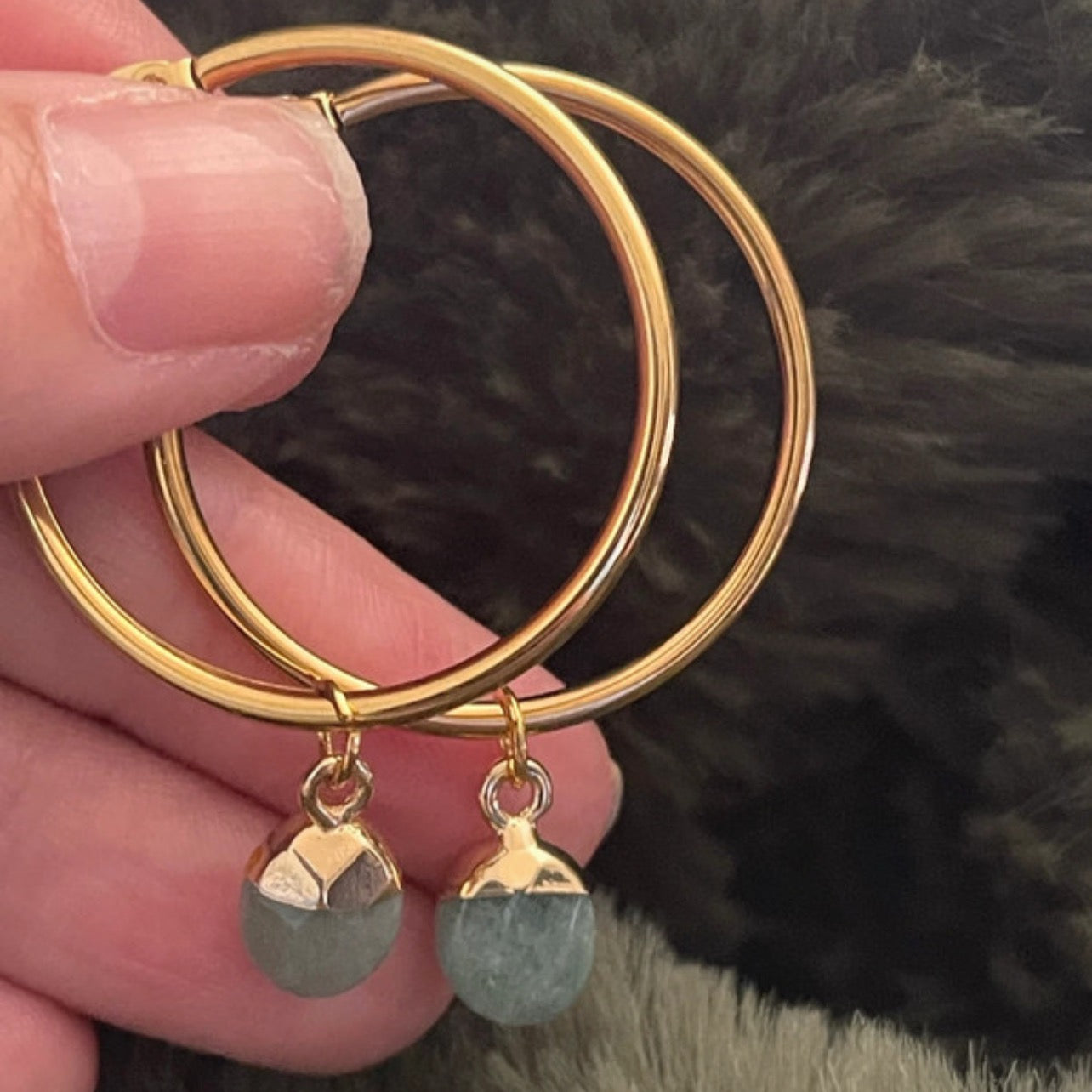 Aventurine Halo Hoops | Gold