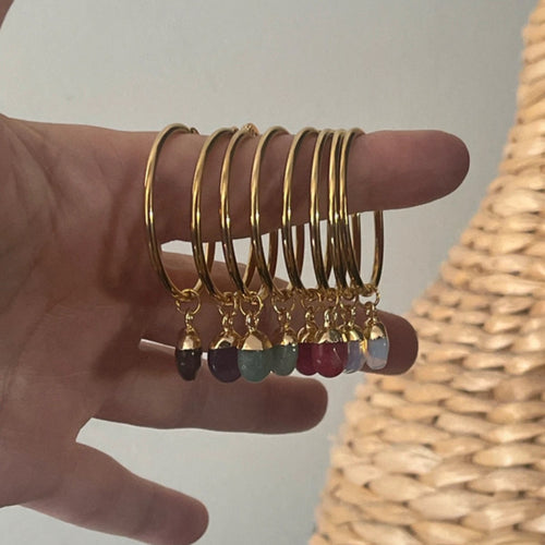 Aventurine Halo Hoops | Gold