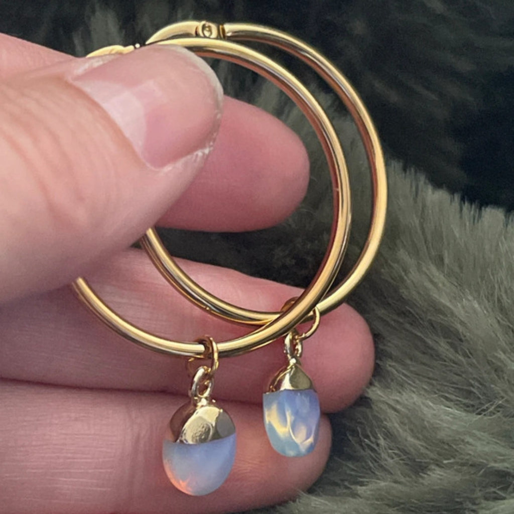 Opal Halo Hoops | Gold