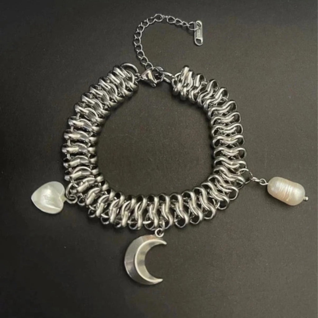 The Midnight Tide | Scalloped Silver Charm Bracelet