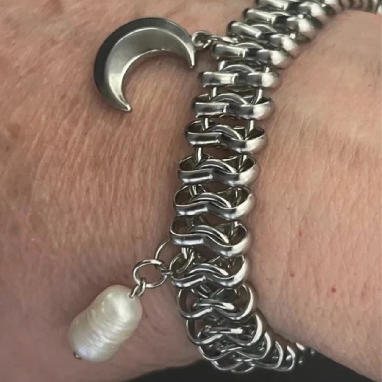 The Midnight Tide | Scalloped Silver Charm Bracelet