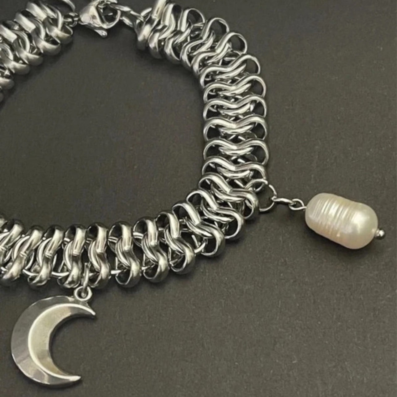 The Midnight Tide | Scalloped Silver Charm Bracelet