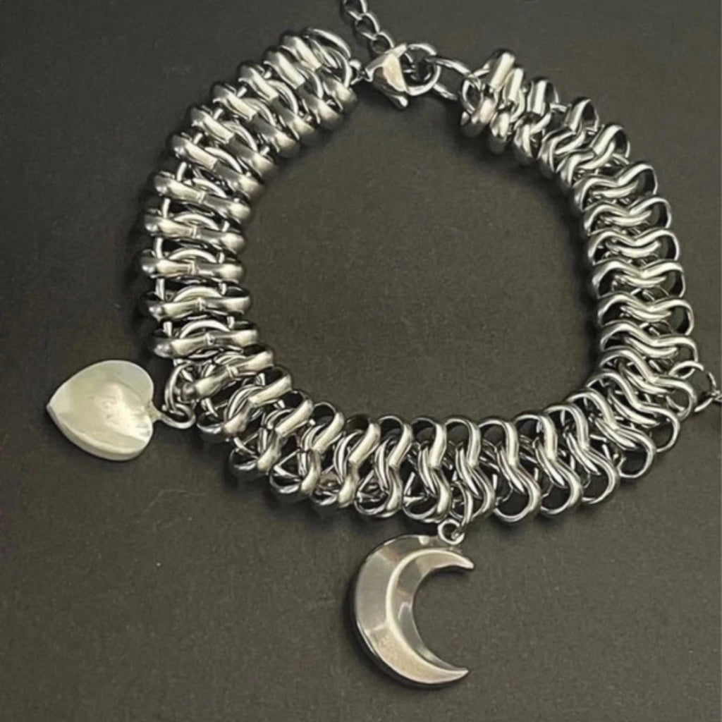 The Midnight Tide | Scalloped Silver Charm Bracelet