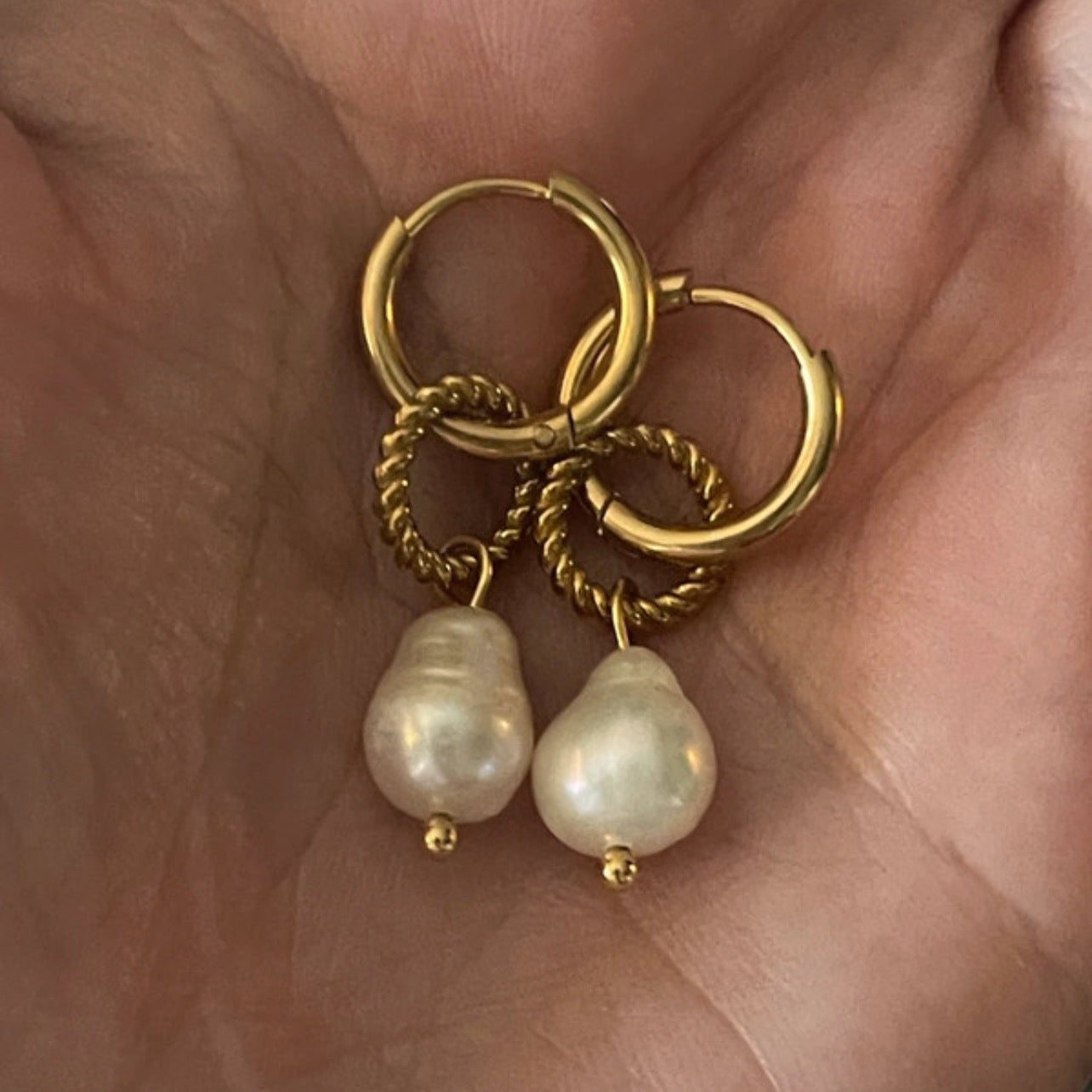 The Mermaid’s Secret | Textured Gold & Natural Pearl Hoops