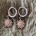 Celestial Sol | Silver Sun Face Huggie Hoops