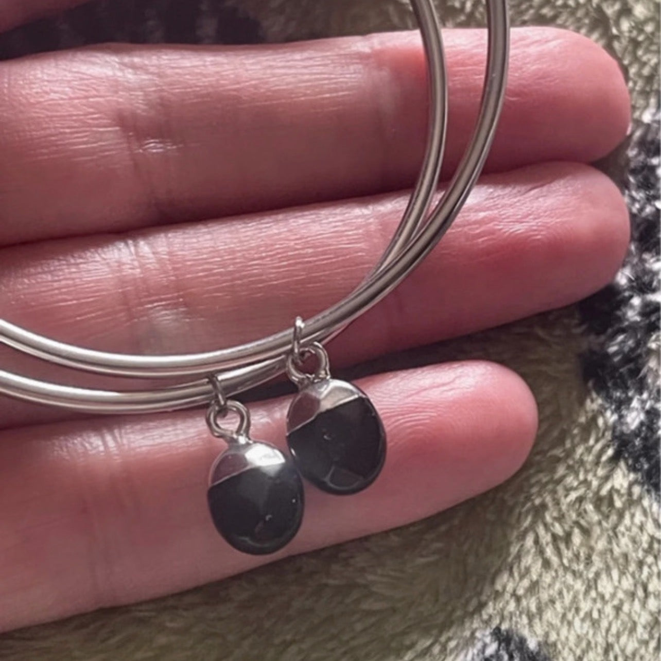 Obsidian Orbit Hoops |  Black Agate