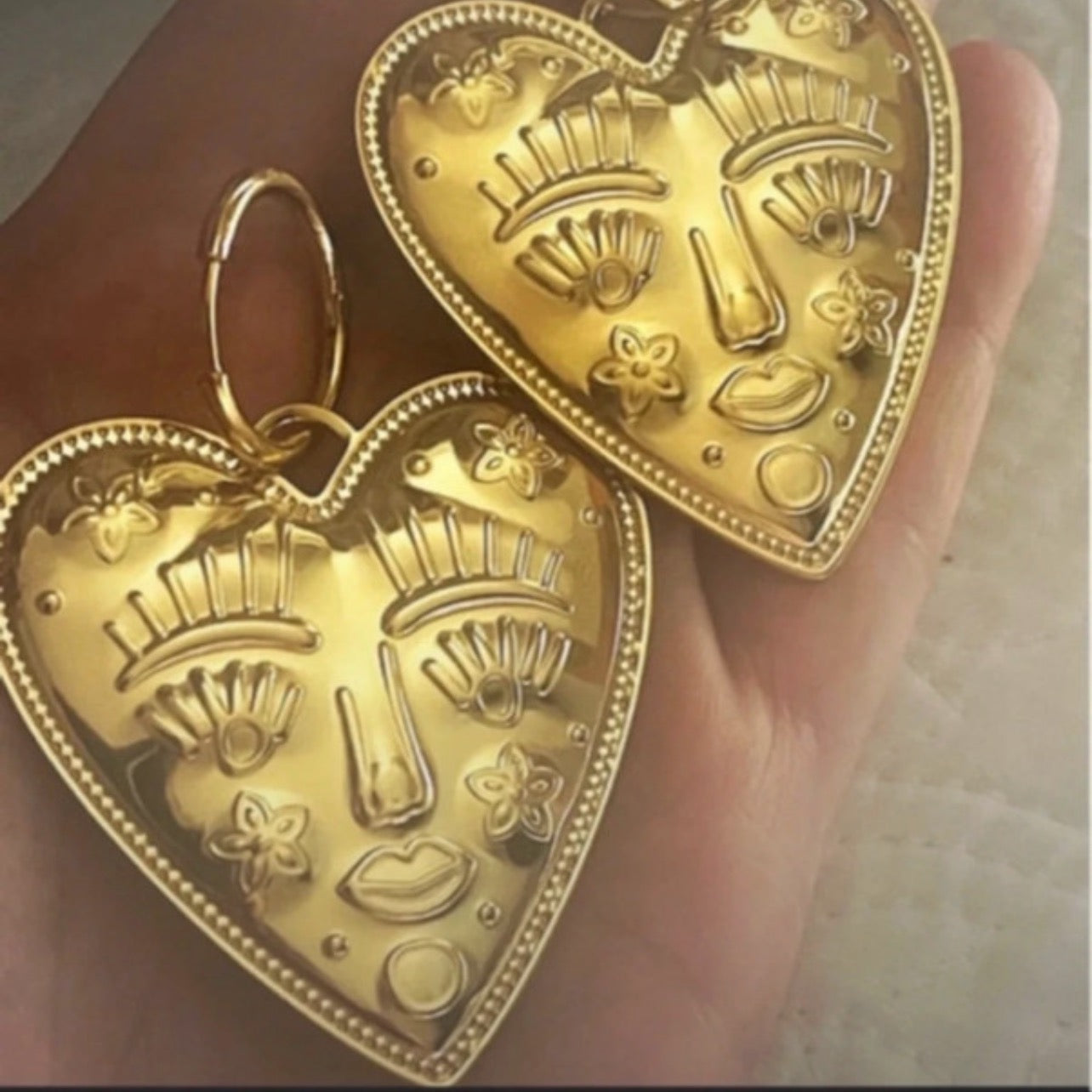 Helios Heart Statement Hoops | Gold