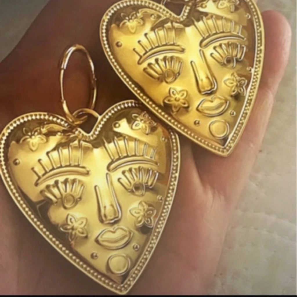 Helios Heart Statement Hoops | Gold