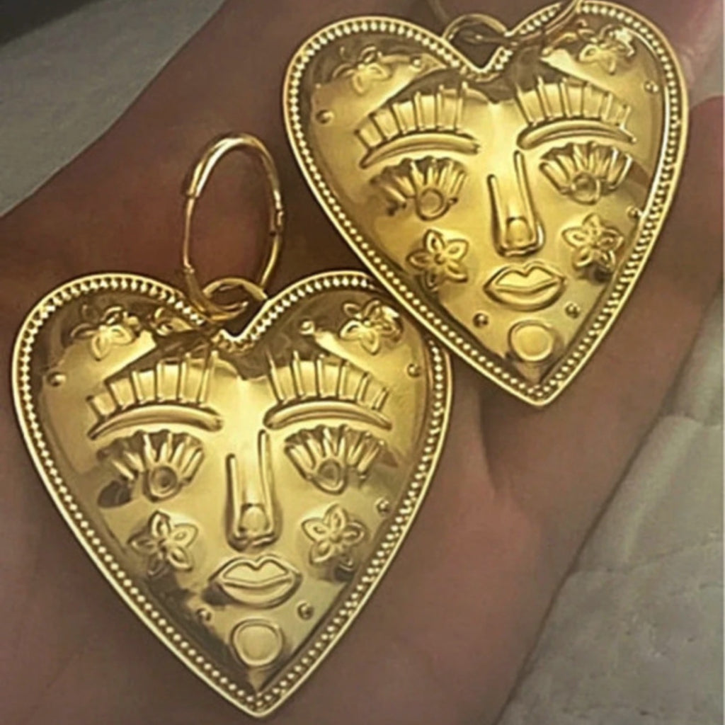 Helios Heart Statement Hoops | Gold