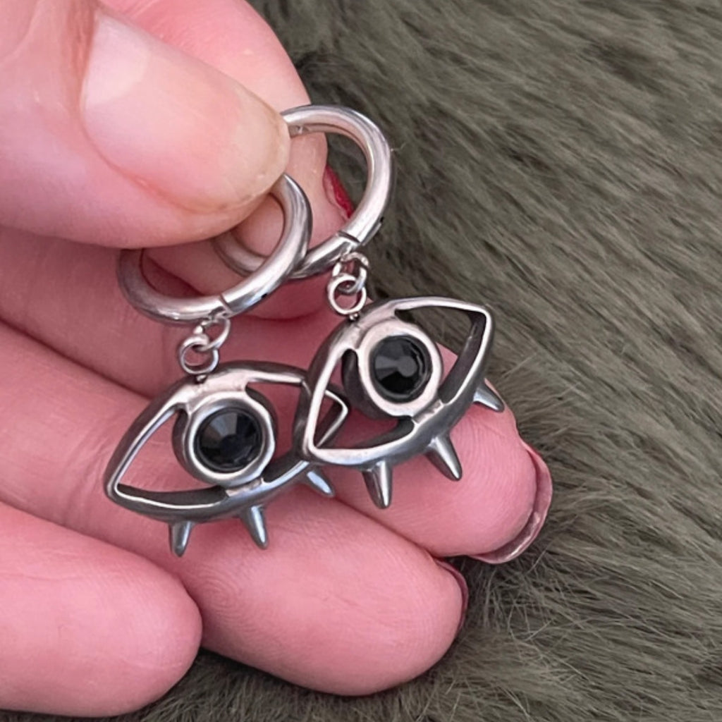 Void Eye Hoops | Silver