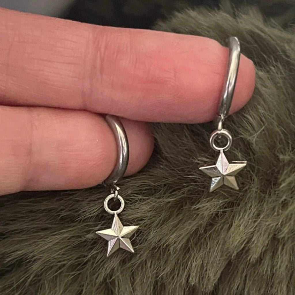 Silver Stella Mini Hoops