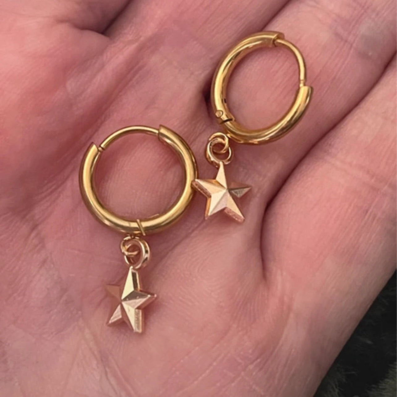 Gold Stella Mini Hoops