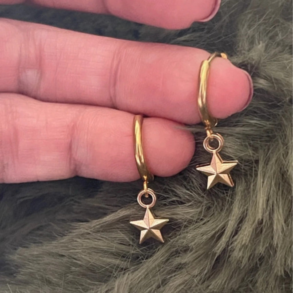 Gold Stella Mini Hoops