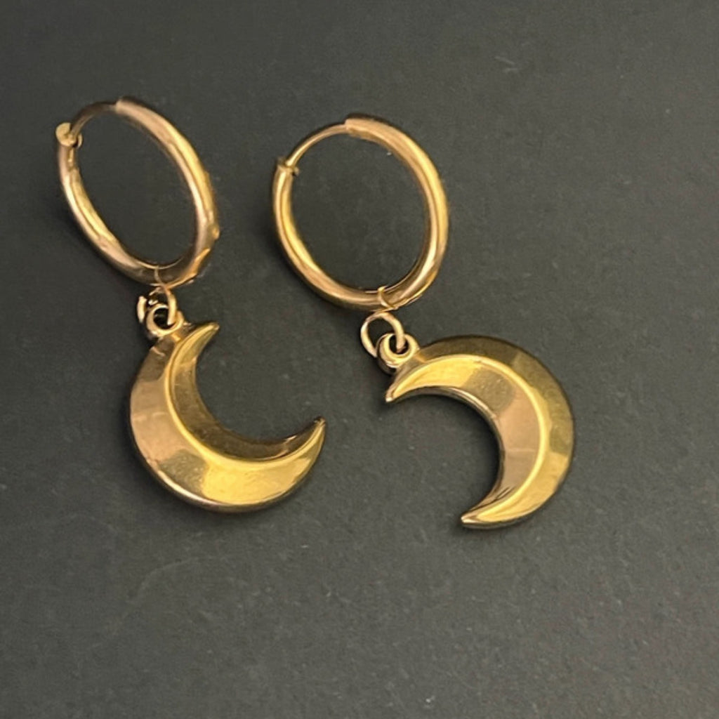 Midnight Crescent Hoops | Gold