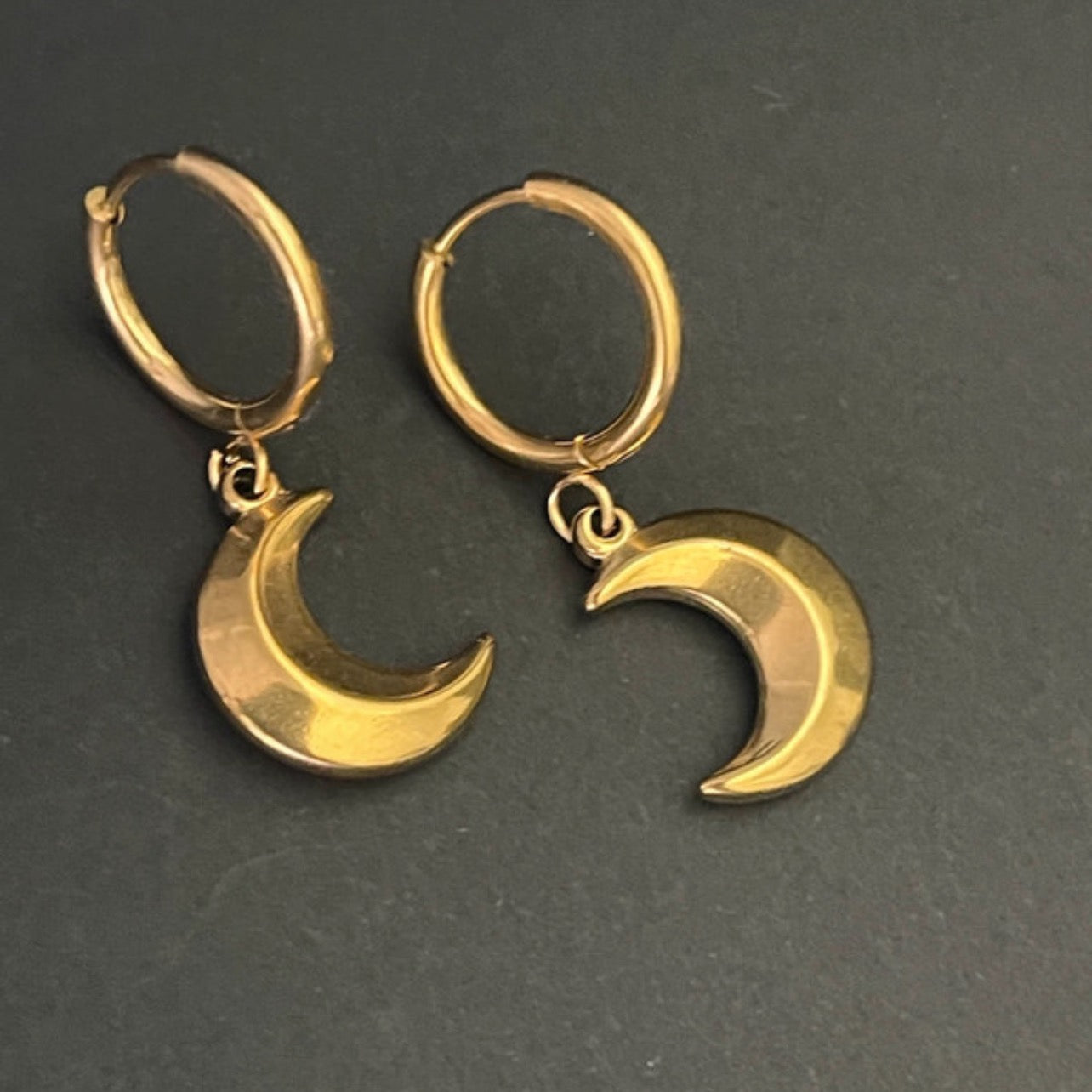 Midnight Crescent Hoops | Gold