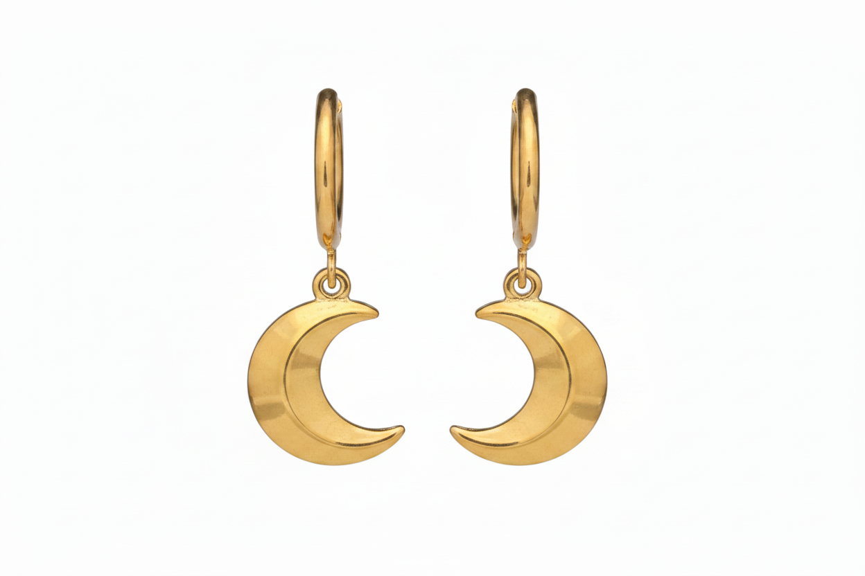 Midnight Crescent Hoops | Silver