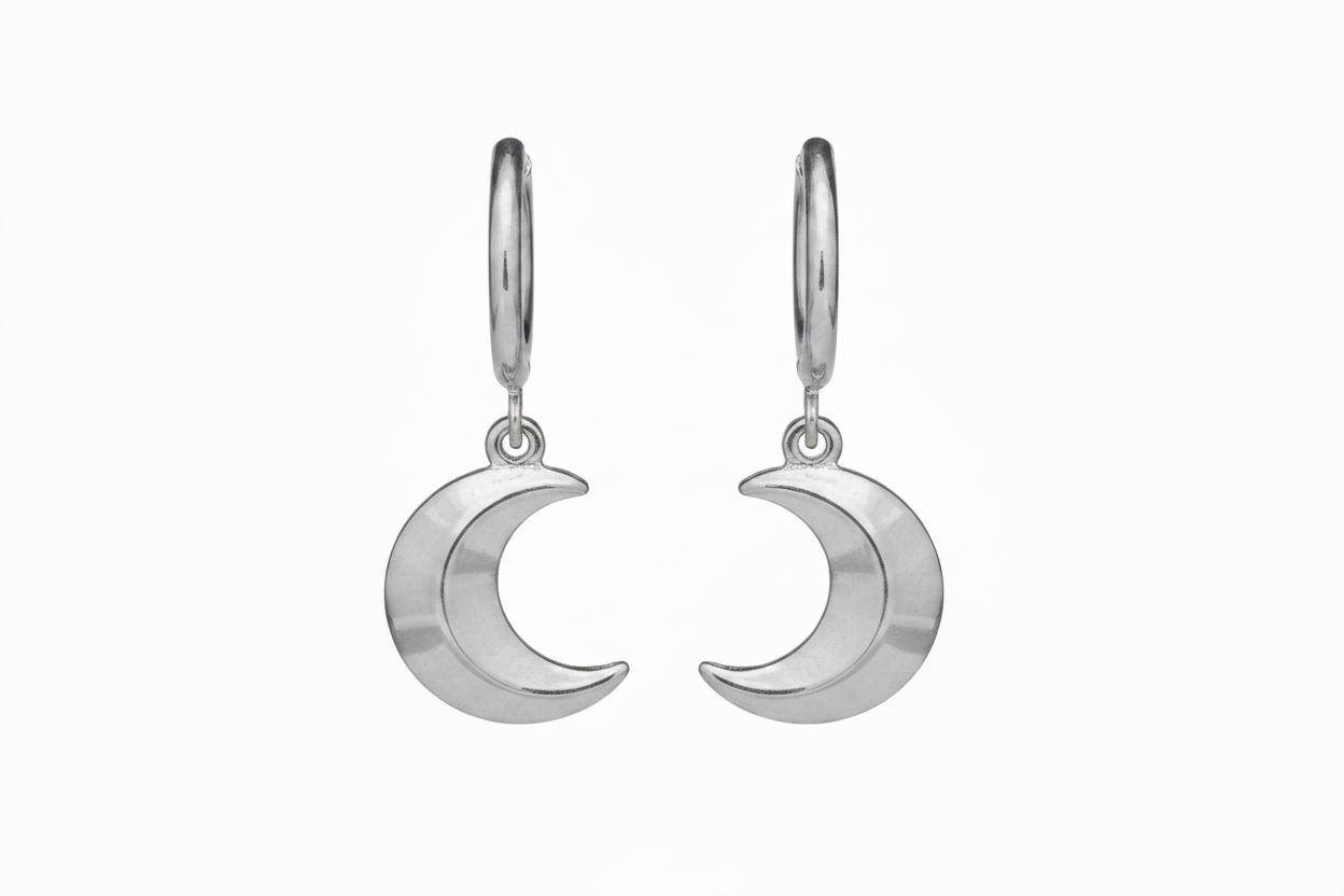 Midnight Crescent Hoops | Gold