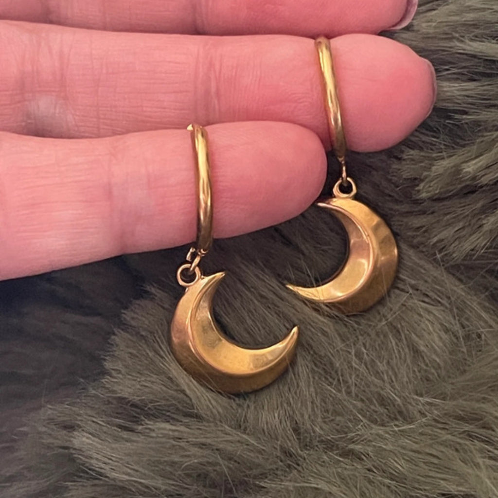 Midnight Crescent Hoops | Gold