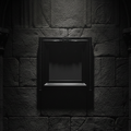 Black square picture frame on a dark background